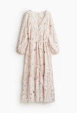 H&M Maxi Kleid Sommerkleid Kleid Rosa Blumen Langes Kleid 38/40 S NEU!