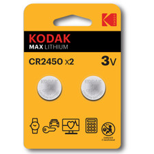 Kodak Knopfzelle CR2450 - 2 Stück, Max Lithium, 3V, Batterien, Markenqualität