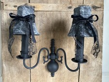 Alte florentiner WANDLAMPE in SCHWARZ Halloween SHABBY Gothic UNIKAT 