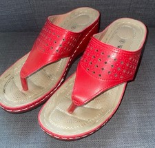 Zehentrenner, Flip Flops, Größe 36, Keilabsatz, Schuhe, rot