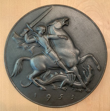 Buderus Kunstguss Plakette Relief Jahresplakette 1953 Heiliger Georg Arno Breker