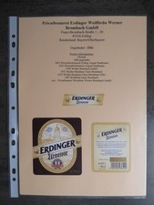 Bieretiketten, Bayern, Erding, Privatbrauerei Erdinger Weißbräu