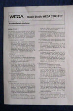 WEGA  MUSIK-STUDIO 3203 FET Orig. Kundendienst-Anleitung