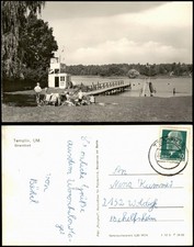 Ansichtskarte Templin Strandbad Liegewiese Personen, DDR AK 1965