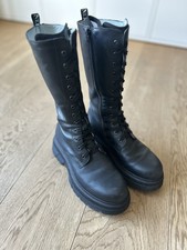 Nerogiardini Damen Echtleder Schnürstiefel Schwarz