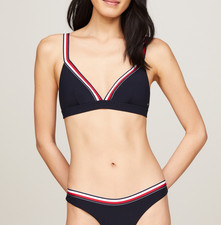 Tommy Hilfiger Damen Triangle Rp Bikini-Top Bademode Verstellbare Träger Blau L