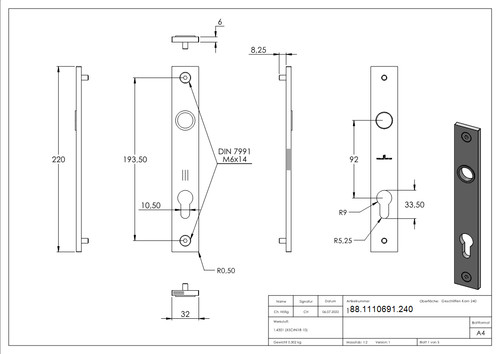 Langschild edelstahl v2a - edelstahl,