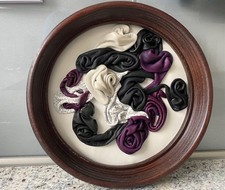 Leder Bild in Holz Rahmen Rund