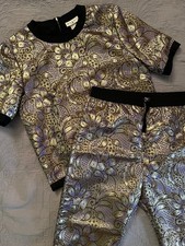 MARNI x H&M Gold-Brokat Ensemble, Top + Hose, Eur 36/38