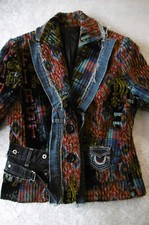 Künstler-Jacke Designer dicker Cordsamt fröhlich bunt  Jeans-Deko  statt Pulli