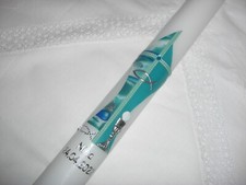  Kerze, Kommunionkerze weiß  400x40 mit Kreuz und Kelch, türkis silber