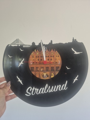 Wanduhr aus vinyl skyline - wanduhr,