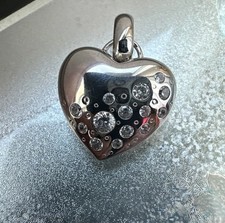 Anhänger Silberherz 925 mit weißen u.schwarzen Zirkonia,32x25 mm inkl. Öse
