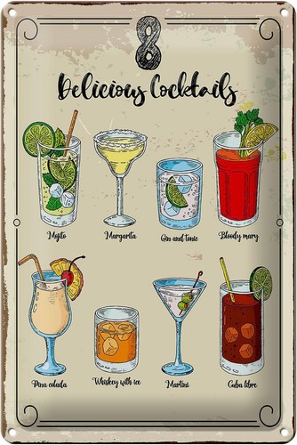 Blechschild spruch cocktails - blechschild,