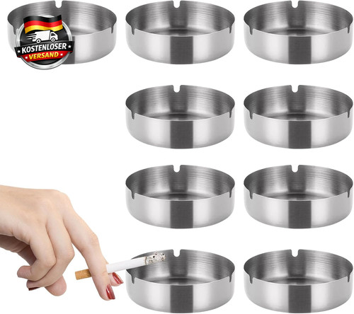 9er edelstahl aschenbecher - aschenbecher, set
