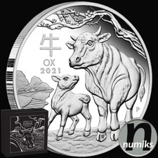 OCHSE / OX - Australien 2021 - 1/2 Oz Silber PP / Proof - Jahr des Ochsen - BOX