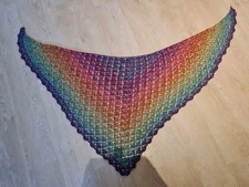 Selbst Gehäkeltes Dreieckstuch, Stola, Tuch, Ibiza, Bunt mit Glitzer, Handarbeit