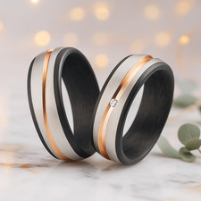 Trauringe Titan Carbon Diamant - Partnerringe Eheringe Verlobungsringe + Gravur