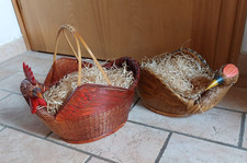 2x alter Flechtkorb Körbchen Pflanzkorb Osternest Huhn Ente