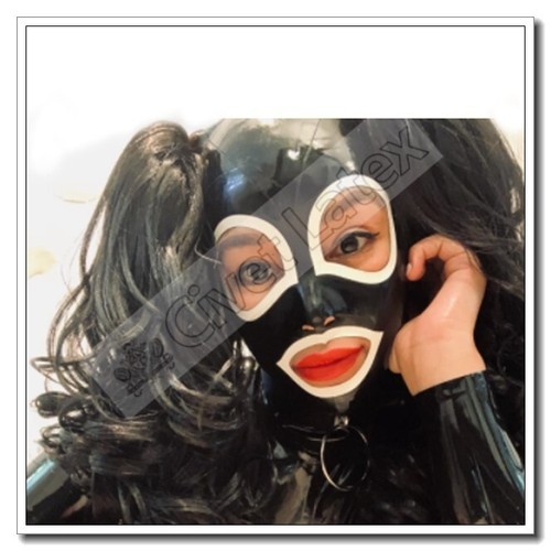 Latex hoods mask - latex, hair
