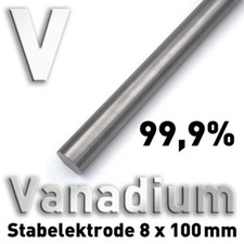 Vanadium V 99,9% rein Element rund Stab Elektrode Metall 8 x 100 mm Anode pure