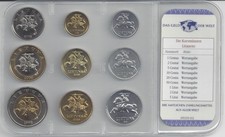 DAS GELD DER WELT RARITÄTEN Kursmünzensatz 9 KMS Litauen im Blister geschweißt
