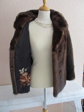 Vintage Echtpelz Nerzjacke Vision Hopka 3/4 Raglanärmel seidiger brauner Glanz