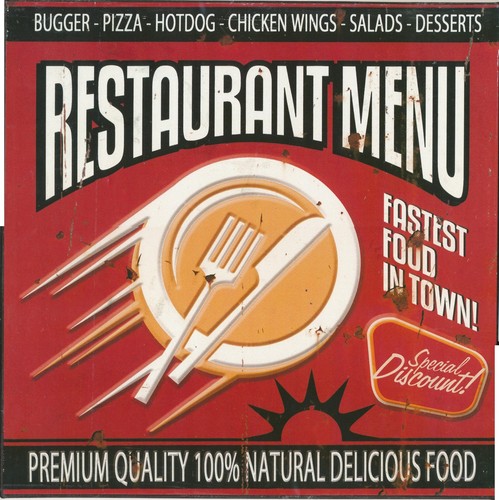 Blechschild restaurant menu - blechschild, menu"