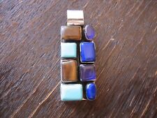 ausgefallener Designer Mosaik Anhänger Farbsteine 925er Silber Unikat Mexiko NEU