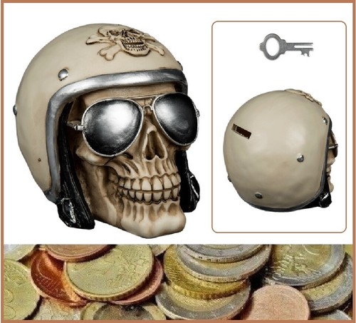 Money box skull - skull, motorcycle