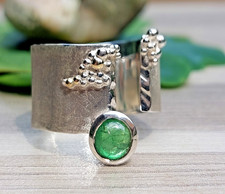 Goldschmiedering Smaragd 925 Silber massiv handmade Kiodesign
