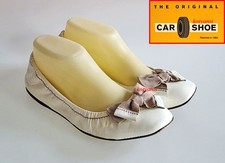 Car Shoe Italy Ballerinas Flats mit Schleife echt Lack Leder Creme Gr. 38,5