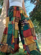 Bohemian Batik Baumwolle Patchwork Palazzo weites Bein Haremshose Damen oder Herren