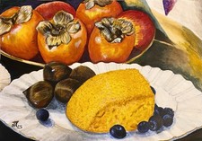 Kürbiskuchen und Obst