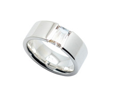 Spannring Sterling Silber 925 poliert  Gr. 58 weißer Stein