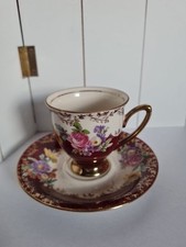 Waldershof Mocca Tasse Porzellan Bavaria  handarbeit 22 karat gold Geblümt 