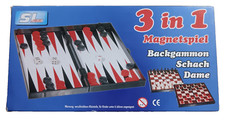NEU OVP 3 in 1 Magnetspiel Backgammon, Schach, Dame von SL Limburg