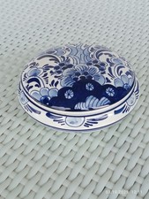 Delfter Porzellan Dose mit Deckel, Blau-weiß, 14cm