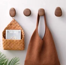 4er Set Wandhaken Holz Walnuss