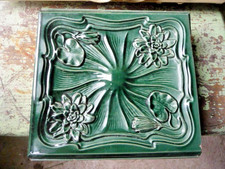 Methamorphose der Seerose Wunderschöne Jugendstilkachel   um 1900