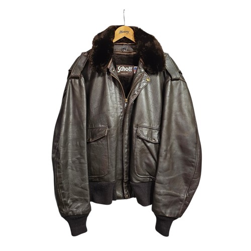 Schott herren lederjacke braun - lederjacke,