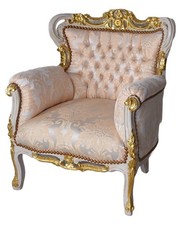Prunksessel Barock Sessel Antik Armlehnsessel Gold Armlehnstuhl Rokoko Stuhl