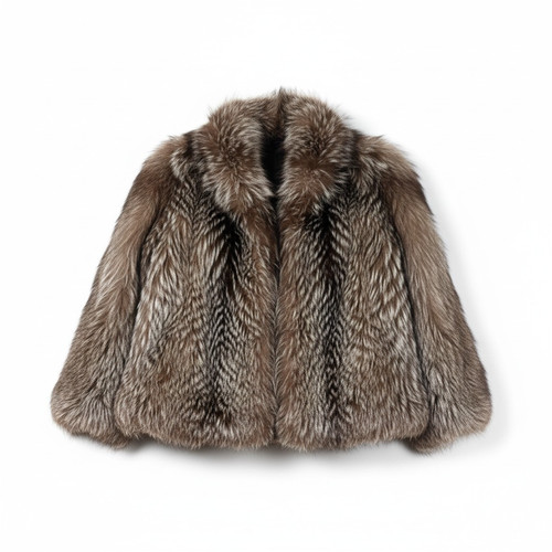Silberfuchs echt pelz mantel - echt,