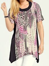 LONGSHIRT ~ TUNIKA schwarz-pink-grau-cremeweiss ZIPFEL-SHIRT 48 50 52 NEU