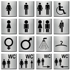 Schild Türschild Piktogramm Alu-Verbund Edelstahl-Design - WC Toilette Dusche