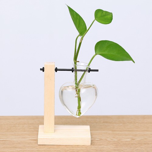 Glasvase mit holzständer für - glasvase,