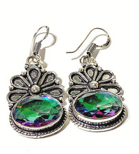 MYSTIC TOPAS Edelstein 925 Sterlingsilber Schmuck Ohrringe HANDGEFERT..