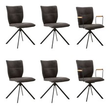 Natura 6er-Set Stuhl Nottingham Stoff Aberdeen Anthrazit Gestell Eisen Schwarz