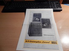 Bedienungsanleitung  Hi-Fi  Dreiwegebox  Corona RFT    DDR