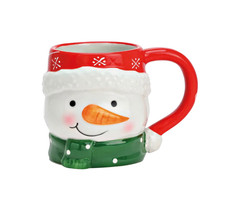 Weihnachtstasse Schneemann 3 D Dekor aus Keramik Kaffeebecher Weihnachten 370 ml